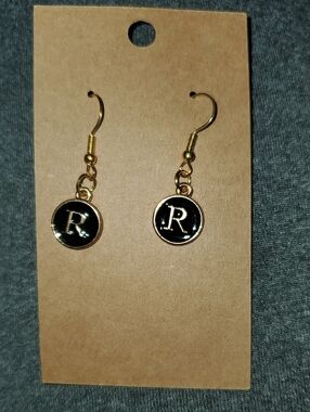 7/$10 R Initial Earrings, New